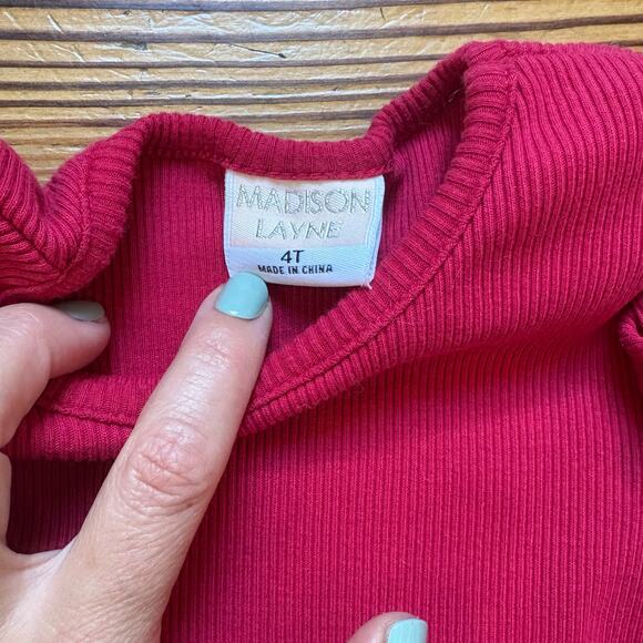 Madison Layne red ribbed gold polka dot long sleeve tutu dress SIZE 4T - Picture 3 of 5